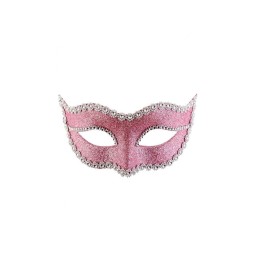 MASCHERA IN PLASTICA CON GLITTER ROSA
