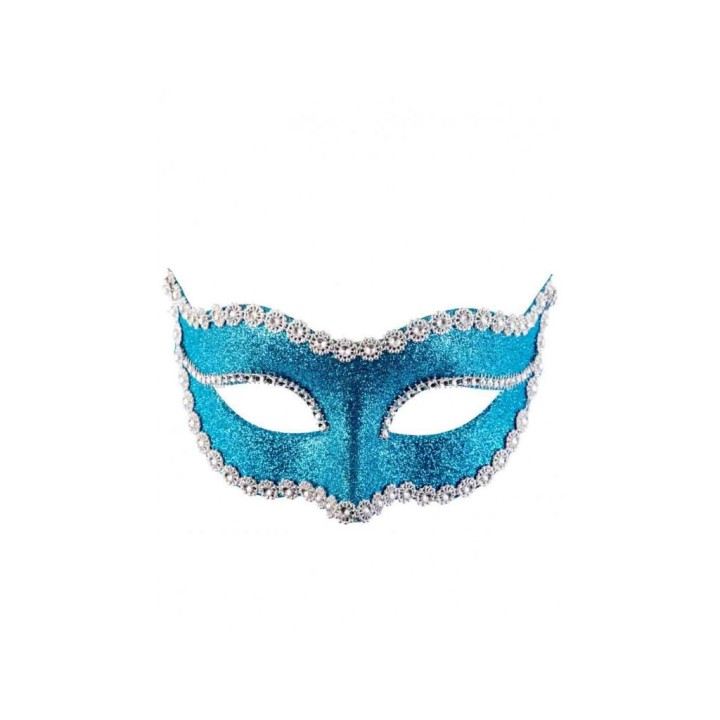 MASCHERA IN PLASTICA CON GLITTER AZZURRI
