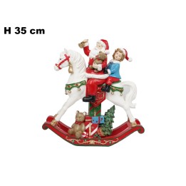 BABBO NATALE SU CAVALLO A DONDOLO 35 CM