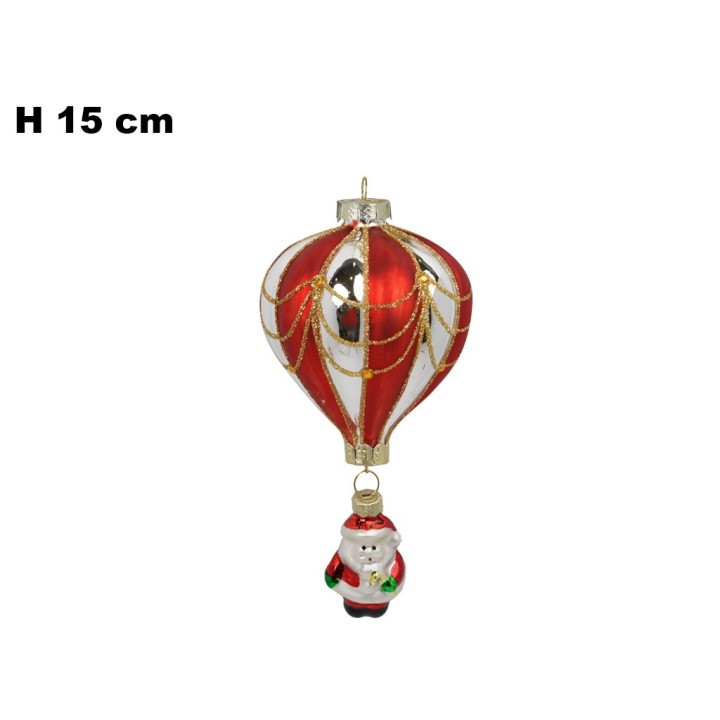 MONGOLFIERA NATALIZIA DI VETRO 7,5*15CM