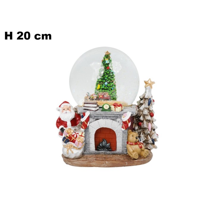 AMPOLLA BABBO NATALE CON CAMINO LUCI/SUO