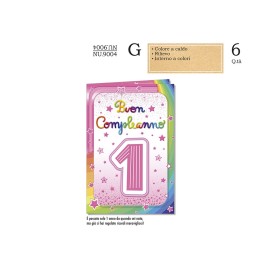 BIGLIETTO COMPLEANNO 1 ANNO GIRL NU.9004