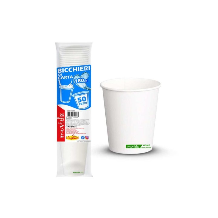 MOVIDA BICCH. DI CARTA ACQUA 180ML 50PZ