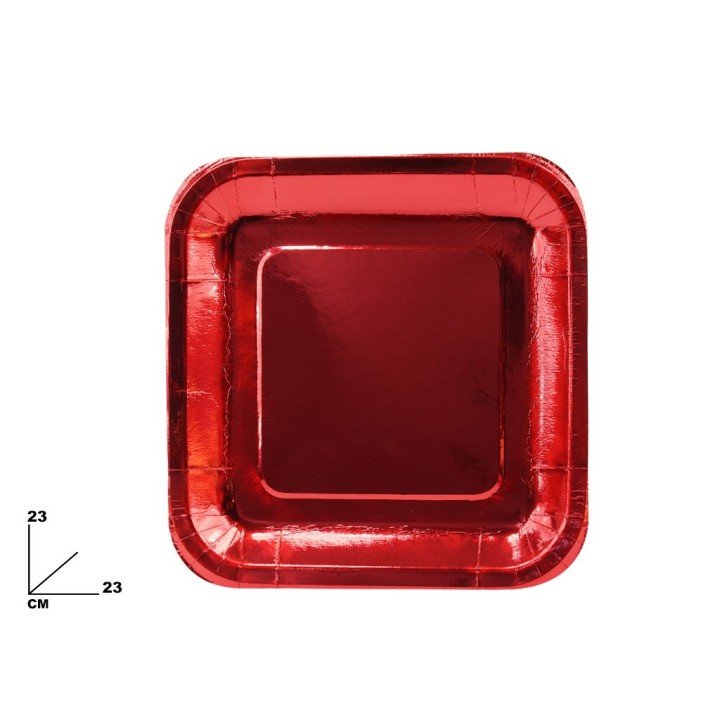 PIATTO QUADRATO ROSSO 23 CM