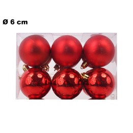 12 PALLINE NATALIZIE ROSSE 6 CM