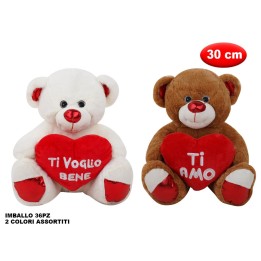 PELUCHE ORSETTO CON CUORE MORBIDì 30CM