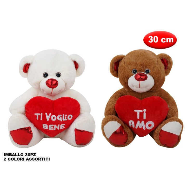 PELUCHE ORSETTO CON CUORE MORBIDì 30CM