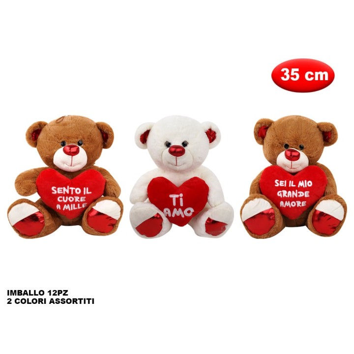 PELUCHE ORSETTO CON CUORE MORBIDì 35CM