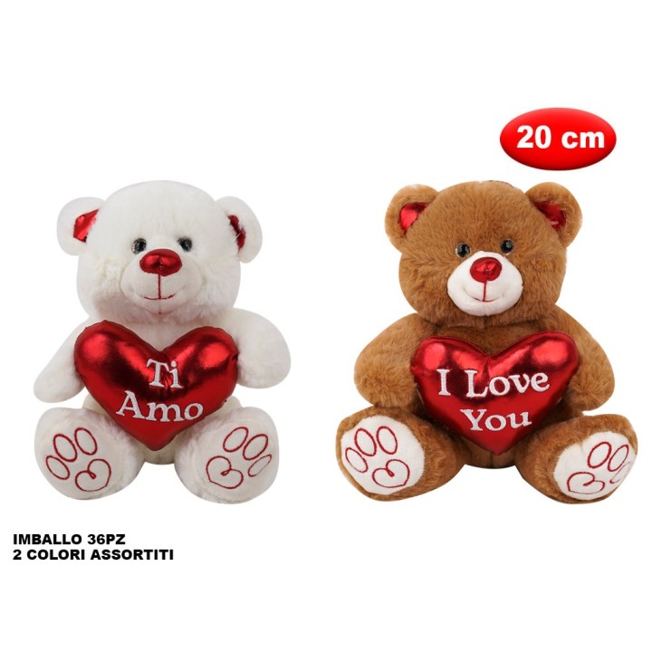 PELUCHE ORSETTO CON CUORE 20CM
