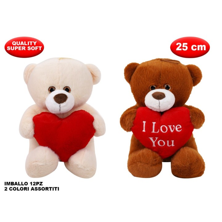 PELUCHE ORSO CON CUORE MORBIDì 25CM