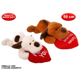 PELUCHE CANE CON CUORE MORBIDì 50CM