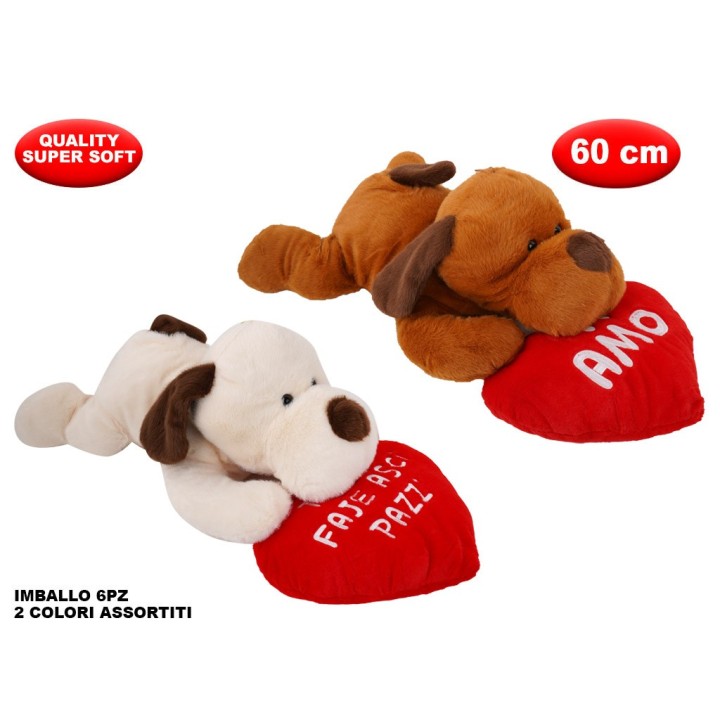 PELUCHE CANE CON CUORE MORBIDì 60CM