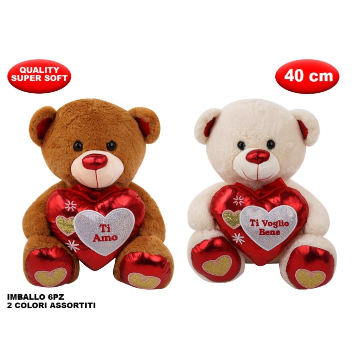PELUCHE ORSO CON CUORE MORBIDì 40CM