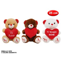 PELUCHE ORSO CON CUORE MORBIDì 25CM