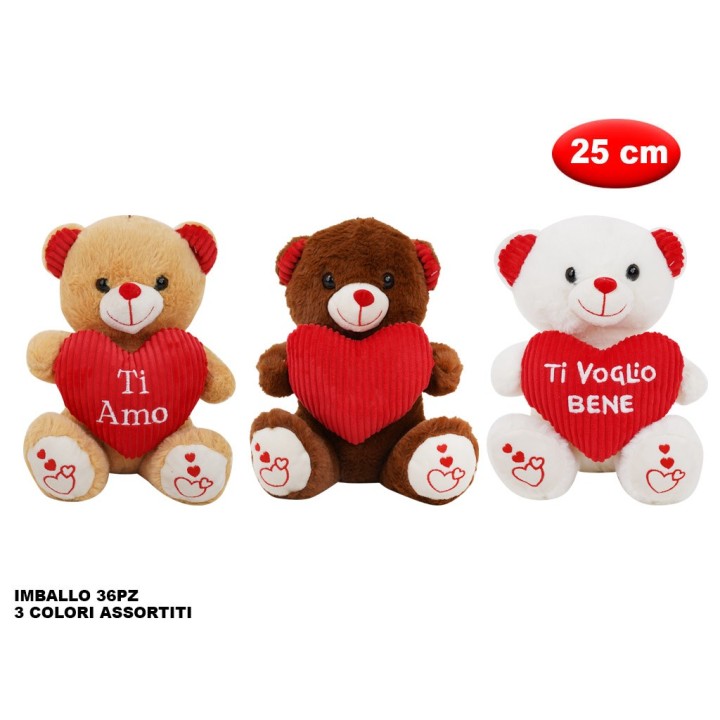 PELUCHE ORSO CON CUORE MORBIDì 25CM