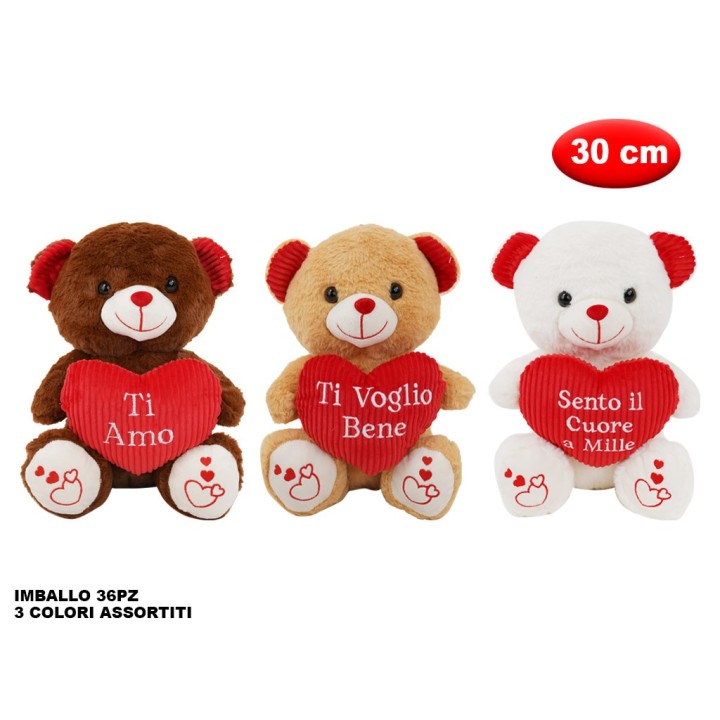 PELUCHE ORSO CON CUORE MORBIDì 30CM