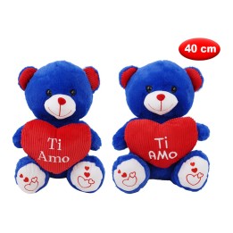 PELUCHE ORSO BLU CON CUORE MORBIDì 40CM