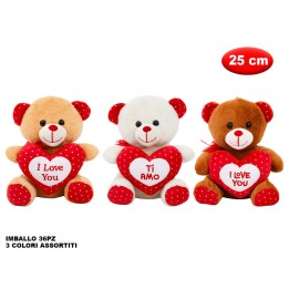 PELUCHE ORSO CON CUORE MORBIDì 25CM