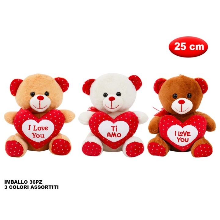 PELUCHE ORSO CON CUORE MORBIDì 25CM