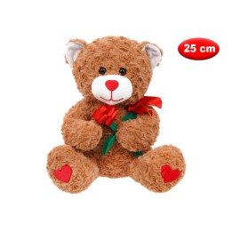 PELUCHE MORBIDì ORSO CON ROSA CM 25