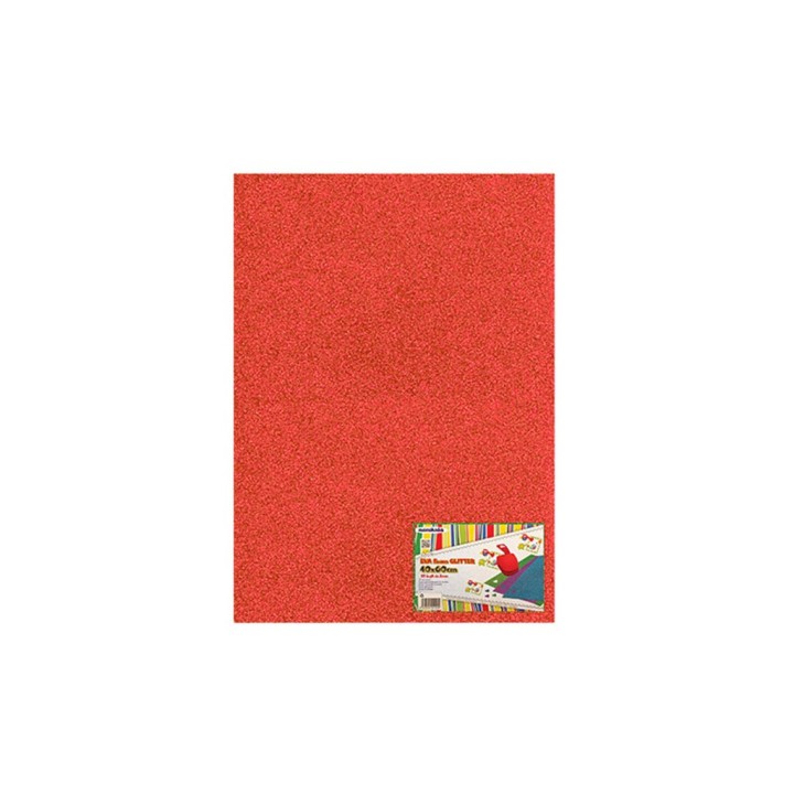 FOGLIO GOMMA EVA GLITTER 40X60 2M ROSSO