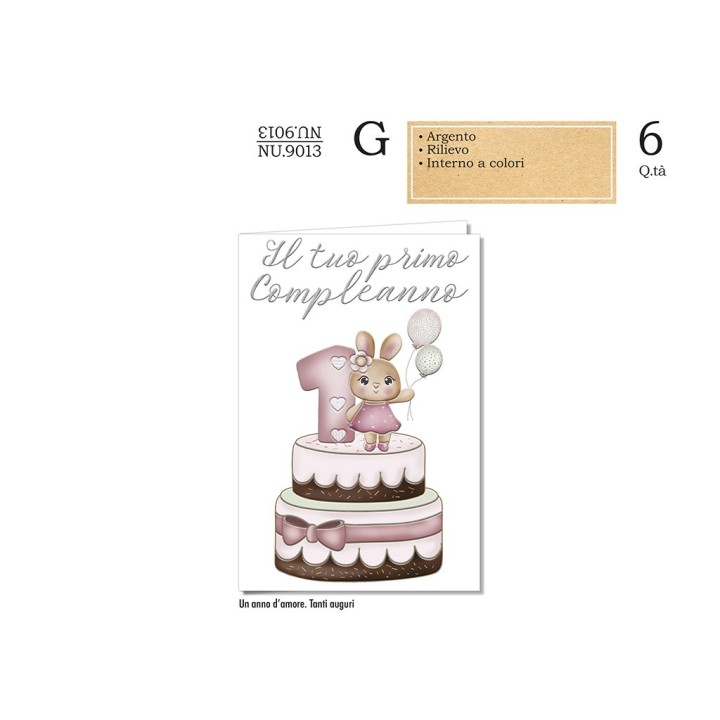 BIGLIETTO AUGURI 1 ANNO BIMBA NU.9013