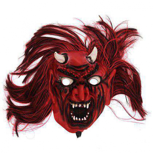 MASCHERA DIAVOLO IN FINGOMMA C-CAPELLI