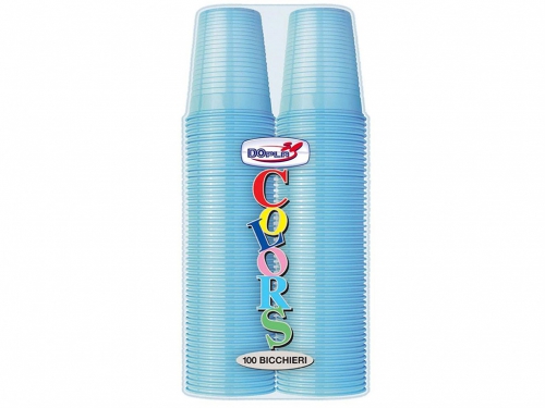 DOPLA BICCHIERI  200 ML PZ.100  AZZURRO