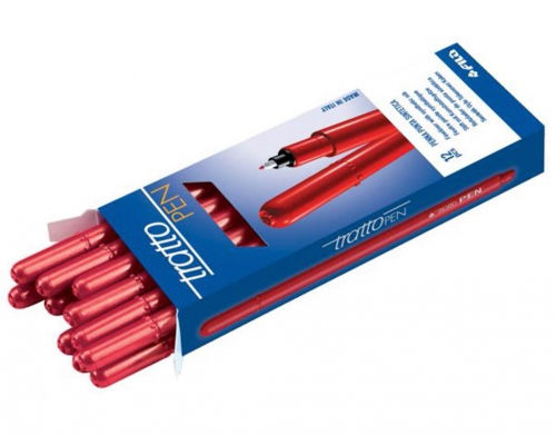 TRATTO PEN METAL ROSSO ASTUCCIO 12PZ.