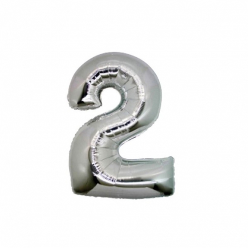 5 PALLONI MYLAR CM 42 NUMERO 2 ARGENTO