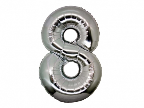 5 PALLONI MYLAR CM 42 NUMERO 8 ARGENTO