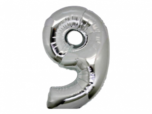 5 PALLONI MYLAR CM 42 NUMERO 9 ARGENTO