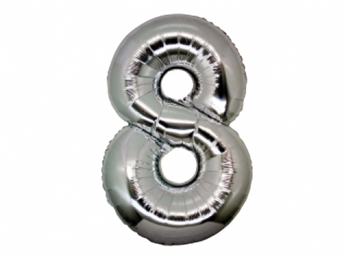 PALLONE MYLAR CM 102 NUMERO 8 ARGENTO