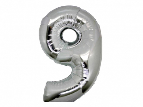 PALLONE MYLAR CM 102 NUMERO 9 ARGENTO
