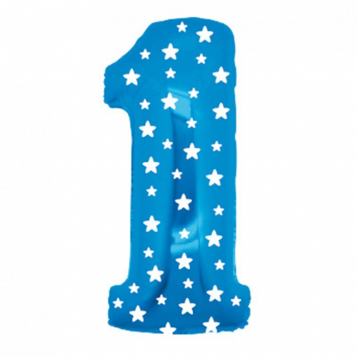 PALLONE MYLAR CM102 NUM 1 CELESTE STELLE