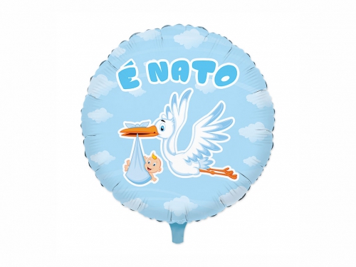 PALLONE MYLAR CICOGNA NUVOLA CELESTE