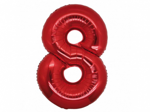 PALLONE MYLAR CM 102 NUMERO 8 ROSSO
