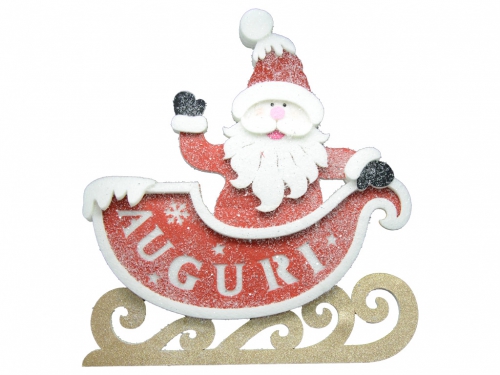 DECORAZ. BABBO NATALE SU SLITTA 55CM