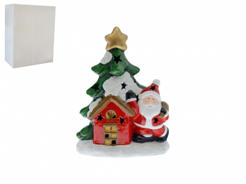 CASETTA CON BABBO NATALE E ALBERO