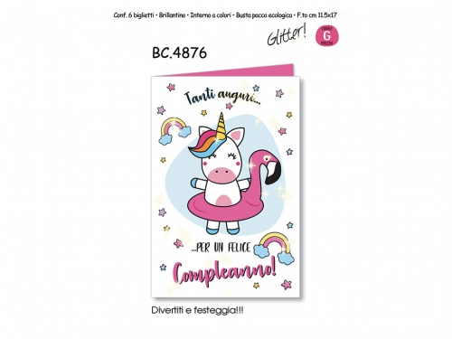 BIGLIETTO BUON COMPL. UNICORNS BC.4876