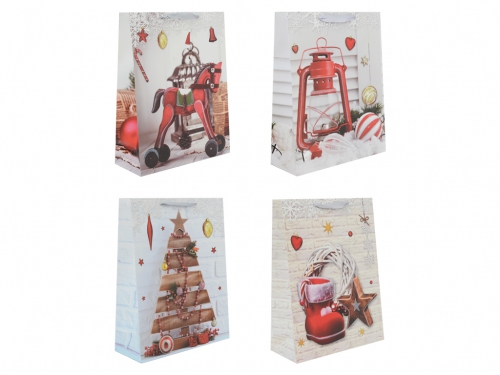 BUSTA REGALO NATALE 4 ASST. 26x32x10cm