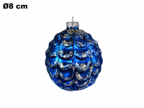 SFERA NATALIZIA BLU CON GLITTER 8 CM