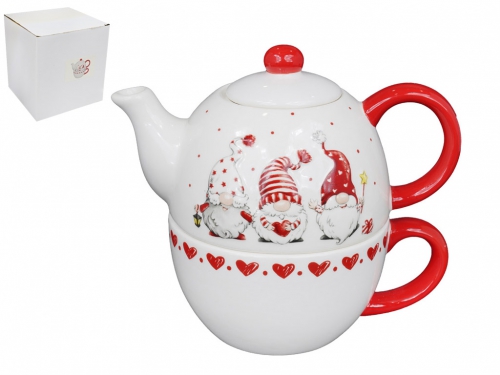 TEIERA CON TAZZA GNOMO DECORATIVA NATAL