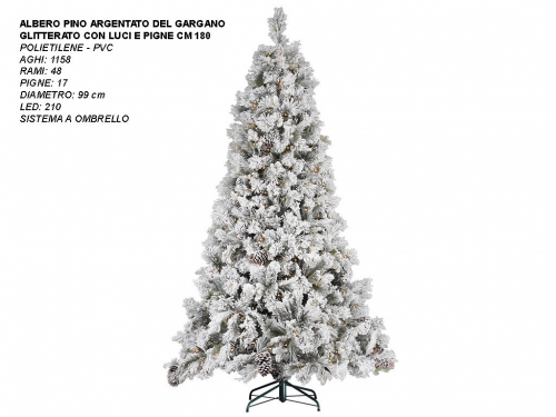 ALBERO PINO ARG. GARG. PIGNE/LUCI CM 180