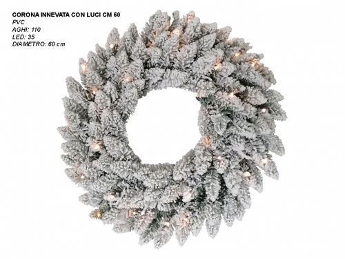 CORONA INNEVATA CON LUCI CM 60