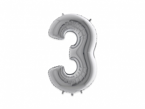 PALLONE MYLAR CM 102 NUMERO 3 ARGENTO