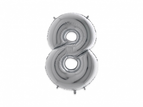 PALLONE MYLAR CM 102 NUMERO 8 ARGENTO