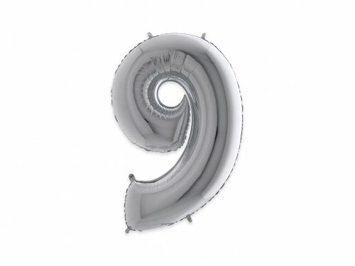 PALLONE MYLAR CM 102 NUMERO 9 ARGENTO