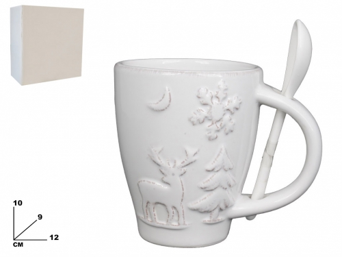 TAZZA C/CUCCHIAIO DECORATIVA NATALIZIA