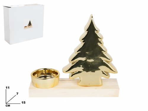 PORTACANDELA CON ALBERO ORO